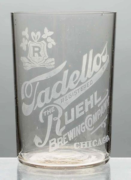 TADELLOS BREWING CO. ACID-ETCHED BEER GLASS.      