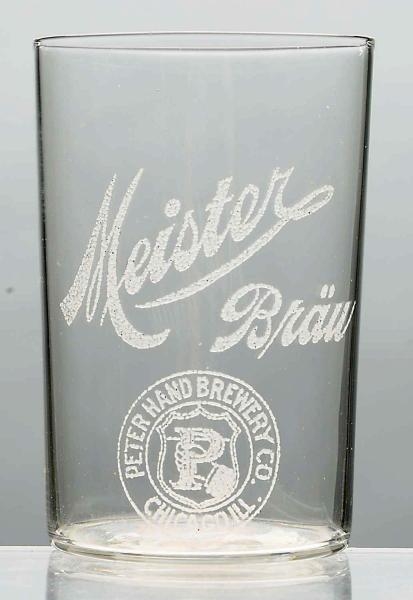 MEISTER BRAU ACID-ETCHED BEER GLASS.              