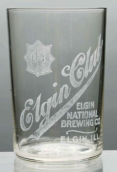 ELGIN CLUB ACID-ETCHED BEER GLASS.                