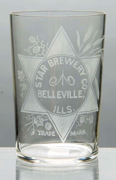 STAR BREWERY ACID-ETCHED BEER GLASS.              