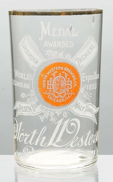 NORTHWESTERN BREWING CO. ACID-ETCHED BEER GLASS.  