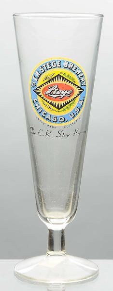 E.R. STEGE BREWERY ENAMELED PILSNER BEER GLASS.   