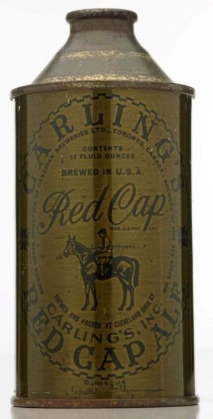 CARLINGS RED CAP ALE OLIVE DRAB HP CONE TOP CAN. 