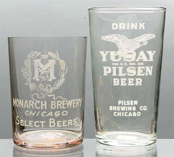 LOT OF 2: BEER GLASSES.                           