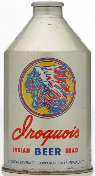 IROQUOIS INDIAN HEAD BEER CROWNTAINER BEER CAN.   