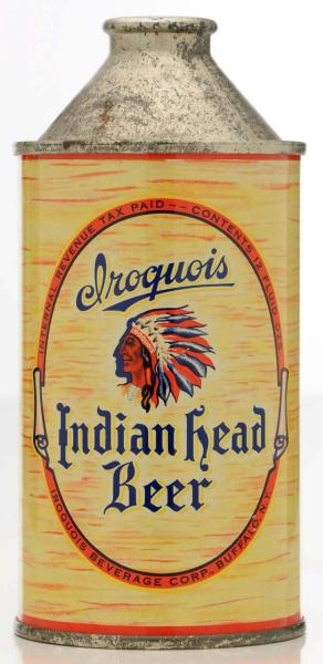 IROQUOIS INDIAN HEAD BEER HP CONE TOP BEER CAN.   