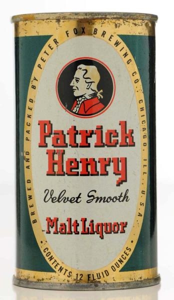 PATRICK HENRY MALT LIQUOR FLAT TOP BEER CAN. *    