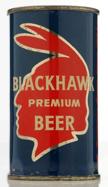 BLACKHAWK PREMIUM BEER FLAT TOP BEER CAN.         