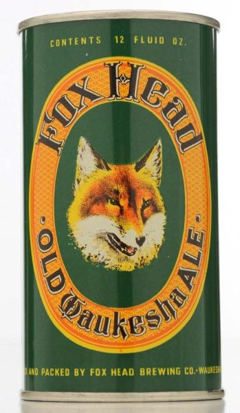 FOX HEAD OLD WAUKESHA ALE FLAT TOP BEER CAN.      