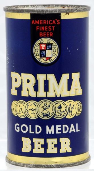 PRIMA GOLD MEDAL BEER FLAT TOP BEER CAN.          