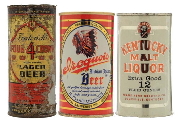 LOT OF 3: BEER CANS.                              