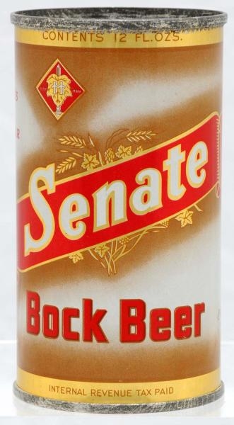 SENATE BOCK BEER FLAT TOP BEER CAN.               