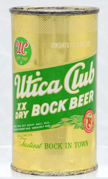 UTICA CLUB BOCK FLAT TOP BEER CAN.                