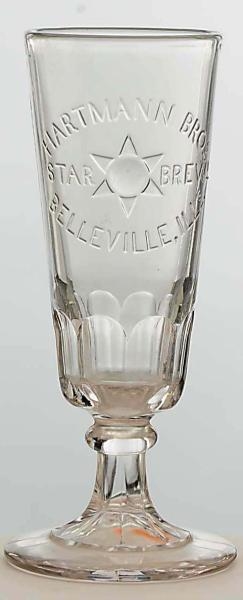 HARTMANN BREWING COMPANY EMBOSSED GLASS.          