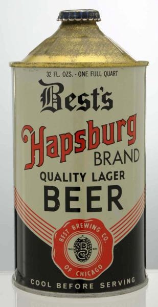 BESTS HAPSBURG BRAND QUART CONE TOP BEER CAN.    