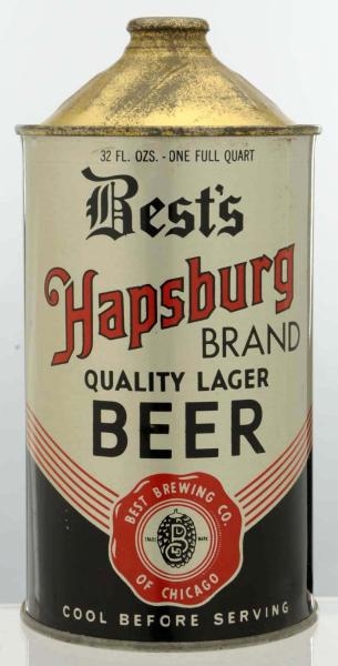 BESTS HAPSBURG BRAND QUART CONE TOP BEER CAN.*   