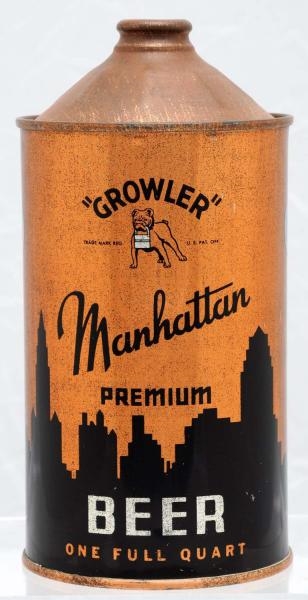 MANHATTAN GROWLER BEER QUART CONE TOP BEER CAN.   