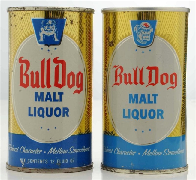 BULL DOG MALT LIQUOR JUICE TAB & ZIP TOP CANS.    