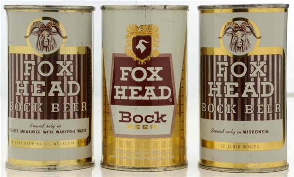 FOX HEAD BOCK FLAT TOP BEER CANS.                 