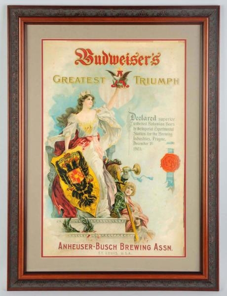 BUDWEISERS GREATEST TRIUMPH 1903 LITHOGRAPH.     
