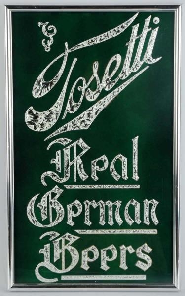 TOSETTI REAL GERMAN BEER REVERSE GLASS SIGN.      