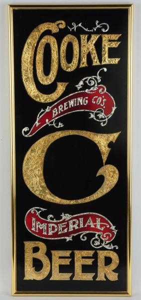 COOKE BREWING CO. REVERSE GLASS SIGN.             