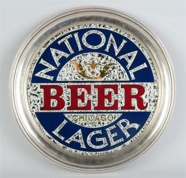 NATIONAL BEER REVERSE GLASS SIGN.                 