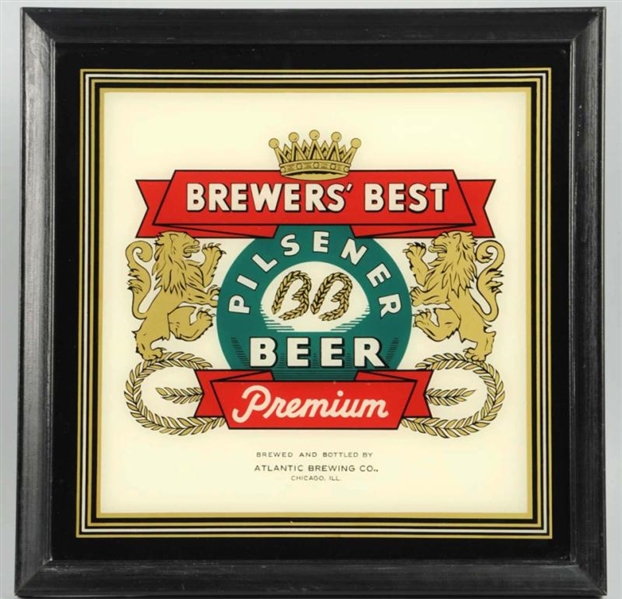 BREWERS BEST BEER REVERSE GLASS SIGN.            