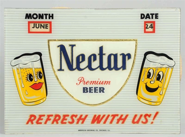 NECTAR BEER REVERSE GLASS CALENDAR SIGN.          