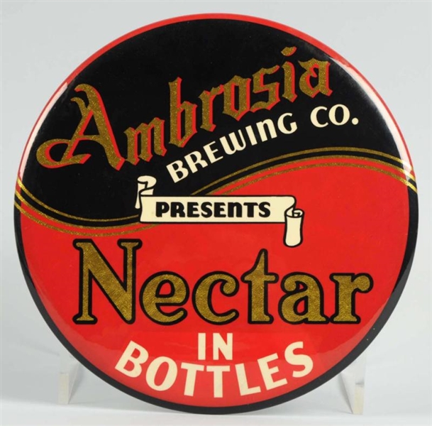 AMBROSIA NECTAR IN BOTTLES CELLULOID BUTTON SIGN. 