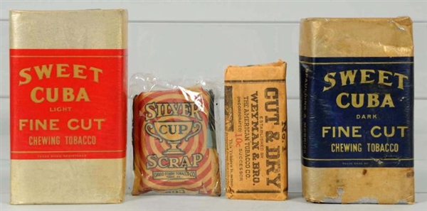 LOT OF 4: ASSORTED PAPER TOBACCO PACKS.           