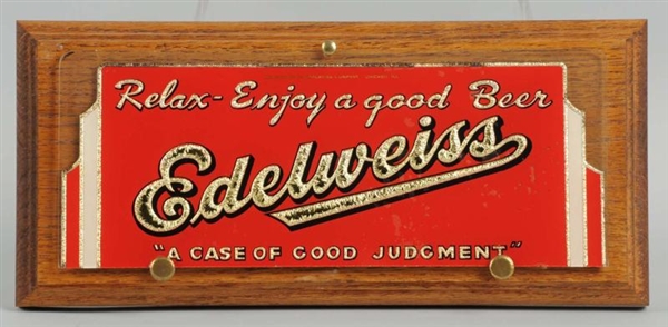 EDELWEISS BEER REVERSE GLASS SIGN.                