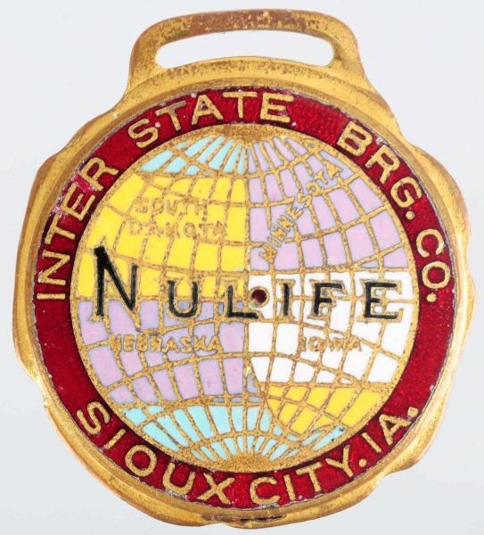 INTERSTATE BREWING COMPANY ENAMELED WATCH FOB.    