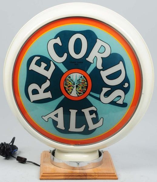 RECORDS ALE DOUBLE-SIDED REVERSE GLASS SIGN.     