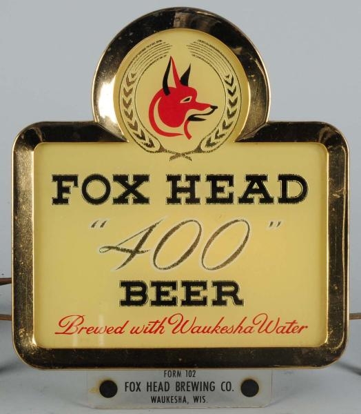 FOX HEAD 400 BEER REVERSE GLASS LIGHT-UP SIGN.    