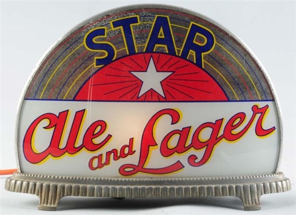 STAR ALE & LAGER BEER REVERSE GLASS CAB SIGN.     