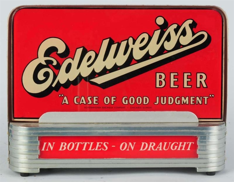 EDELWEISS BEER REVERSE GLASS LIGHT-UP SIGN.       