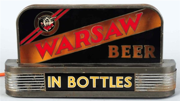 WARSAW BEER REVERSE GLASS LIGHT-UP SIGN.          