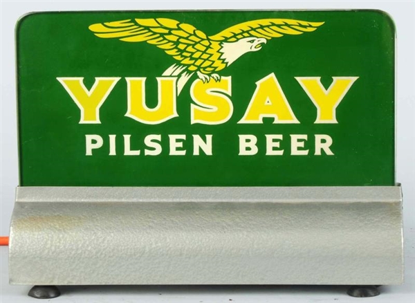 YUSAY BEER REVERSE GLASS EMBOSSED LIGHT-UP SIGN.  