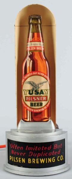 YUSAY BEER DIE-CUT GLASS BOTTLE LIGHT-UP SIGN.    