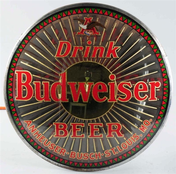 BUDWEISER BEER REVERSE GLASS SIGN.                