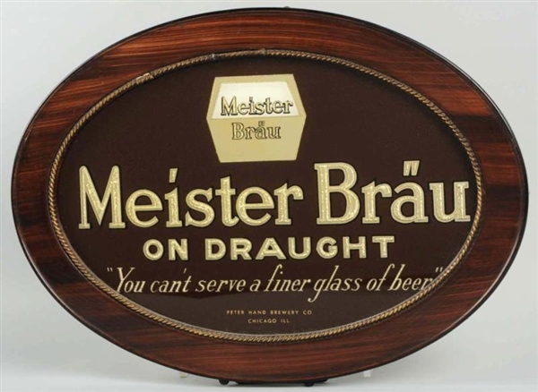 MEISTER BRAU ON DRAUGHT REVERSE GLASS SIGN.       