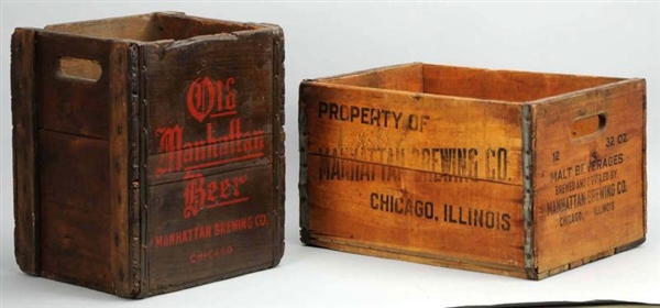 LOT OF 2: OLD MANHATTAN WOODEN CRATES.            