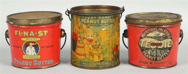 LOT OF 3: PEANUT BUTTER PAILS WITH HANDLES.       