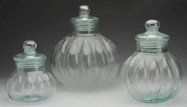 LOT OF 3: EARLY BLOWN-OUT APOTHECARY JARS.        