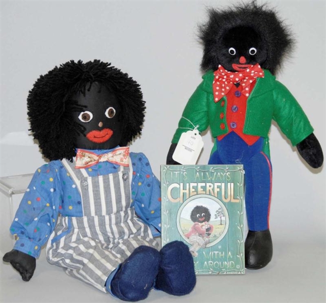 TWO GOLLIWOG AND ONE CHEERFUL GOLLY PLAQUE SIGN.  