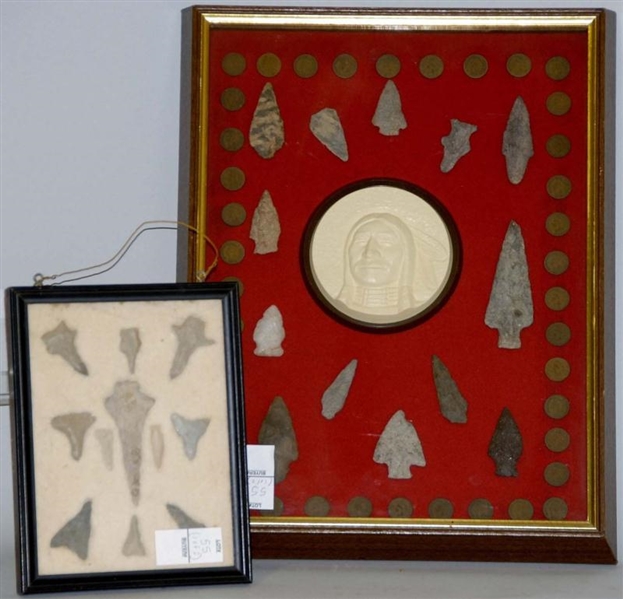 NATIVE AMERICAN ARROWHEADS AND INDIAN PENNIES.    