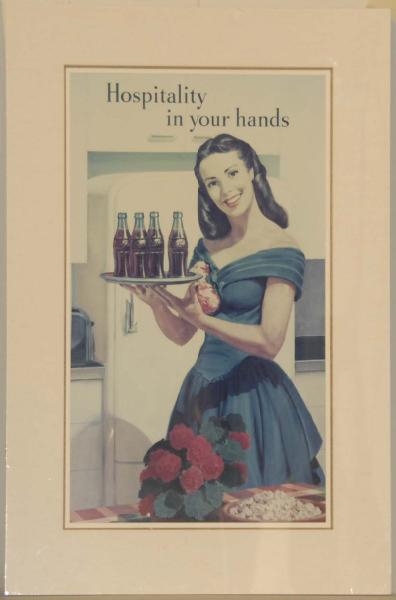 COCA-COLA "HOSPITALITY IN YOUR HANDS" POSTER.     