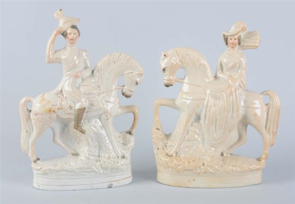 PAIR OF NAPOLEON ON HORSE STAFFORDSHIRE FIGURES.  