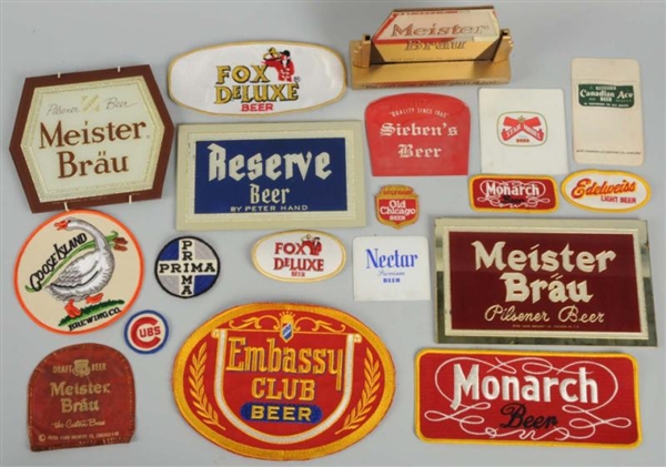 ASSORTED LOT OF GLASS BEER ADVERTISING ITEMS.     